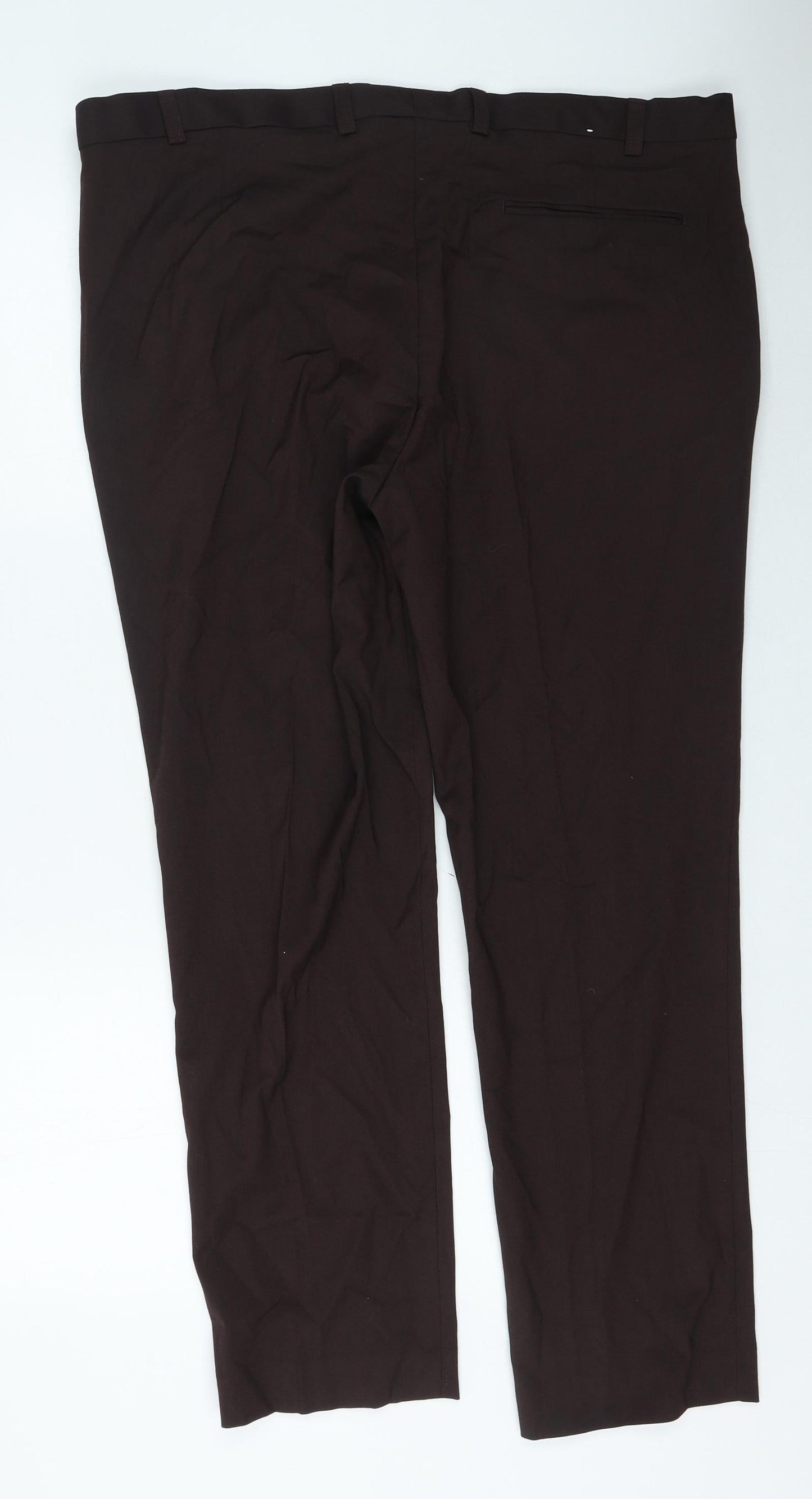 Preworn Mens Brown Polyester Trousers Size 38 in L29 in Regular Zip