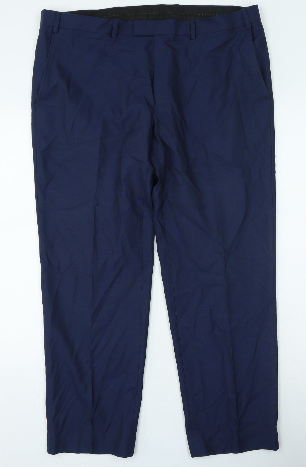 Marks and Spencer Mens Blue Polyester Trousers Size 40 in L28 in Regular Zip
