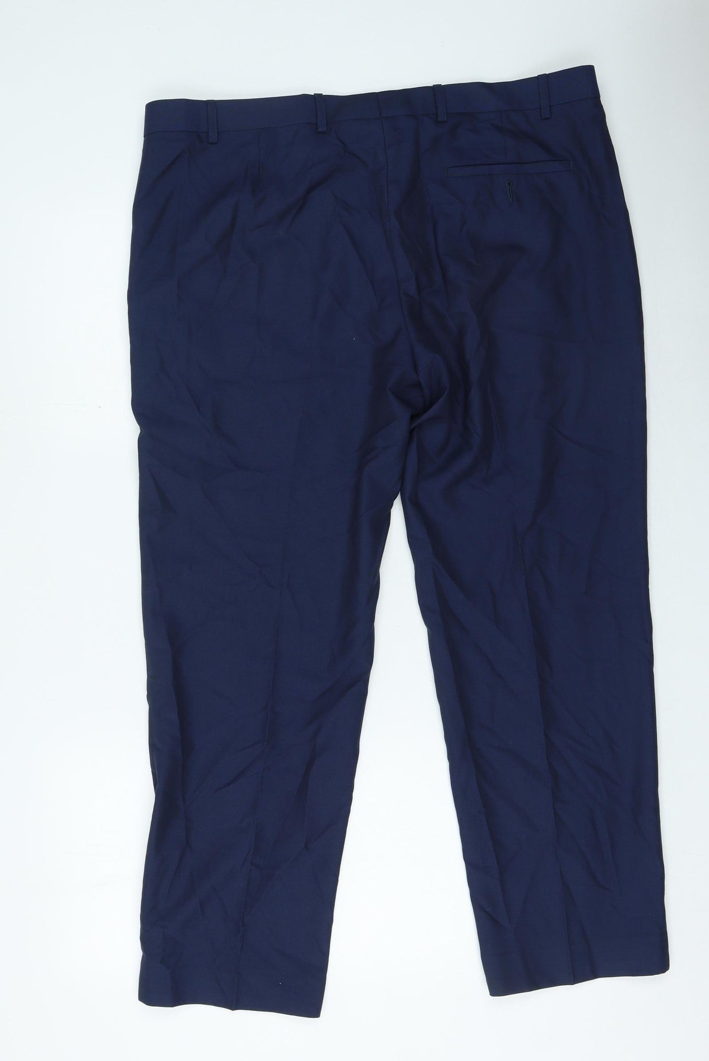Marks and Spencer Mens Blue Polyester Trousers Size 40 in L28 in Regular Zip