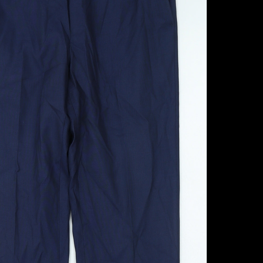 Marks and Spencer Mens Blue Polyester Trousers Size 40 in L28 in Regular Zip