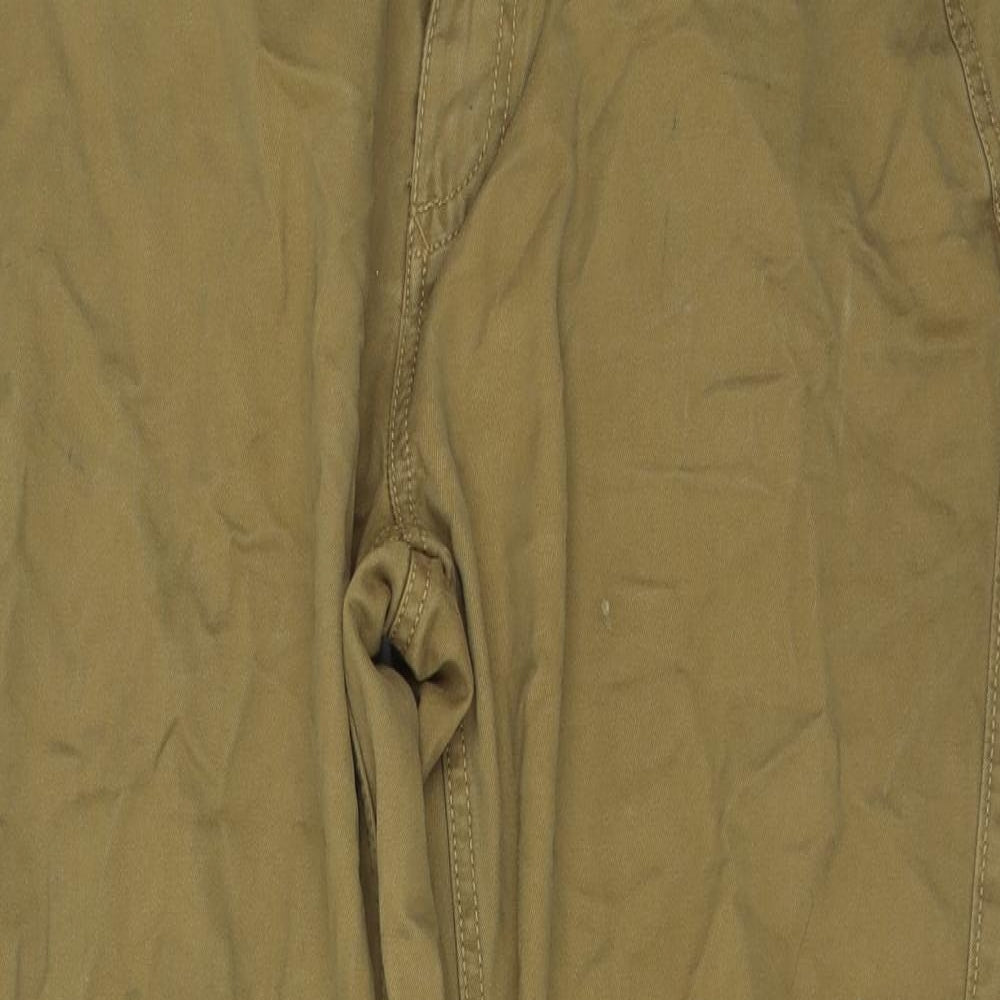 Fat Face Mens Brown Cotton Trousers Size 38 in L30 in Extra-Slim Zip