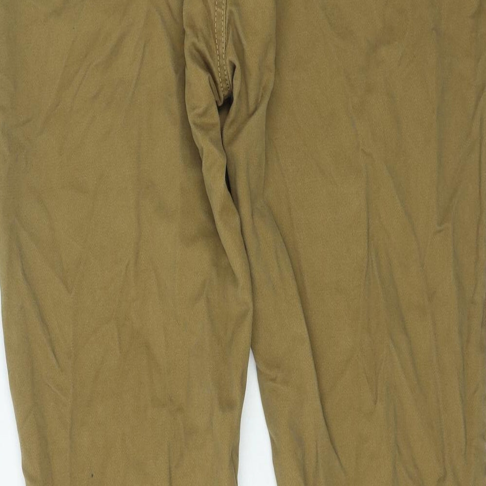 Fat Face Mens Brown Cotton Trousers Size 38 in L30 in Extra-Slim Zip