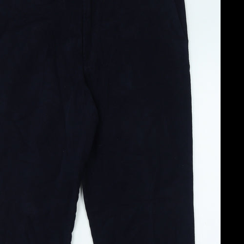Marks and Spencer Mens Blue Cotton Trousers Size 40 in L29 in Regular Zip