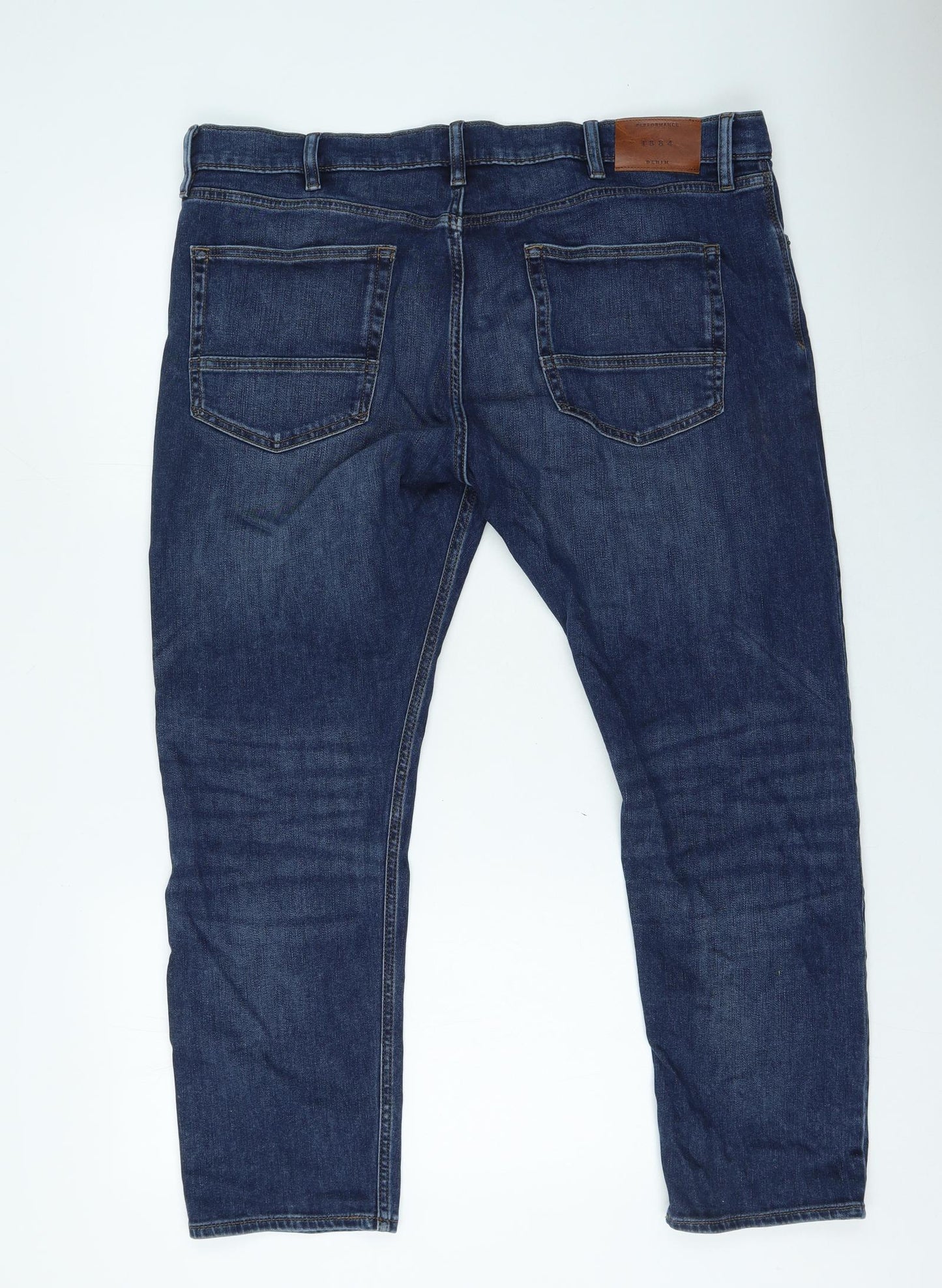 Marks and Spencer Mens Blue Cotton Straight Jeans Size 40 in L29 in Regular Zip