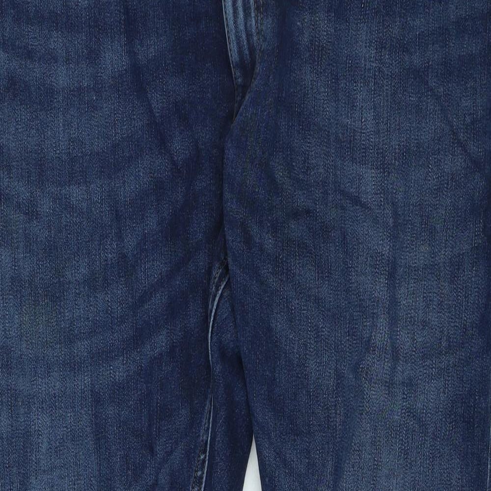 Marks and Spencer Mens Blue Cotton Straight Jeans Size 40 in L29 in Regular Zip