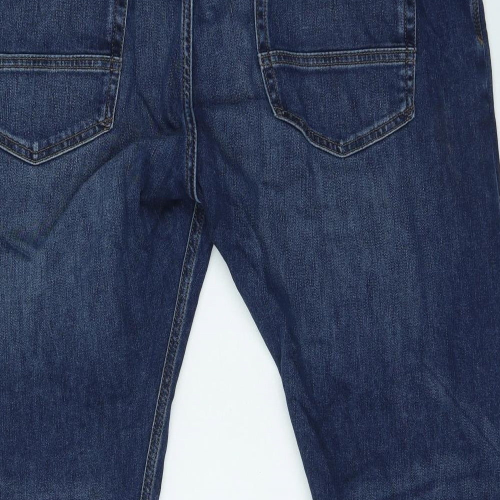 Marks and Spencer Mens Blue Cotton Straight Jeans Size 40 in L29 in Regular Zip