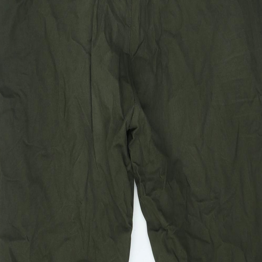 Marks and Spencer Mens Green Cotton Trousers Size 40 in L29 in Regular Zip