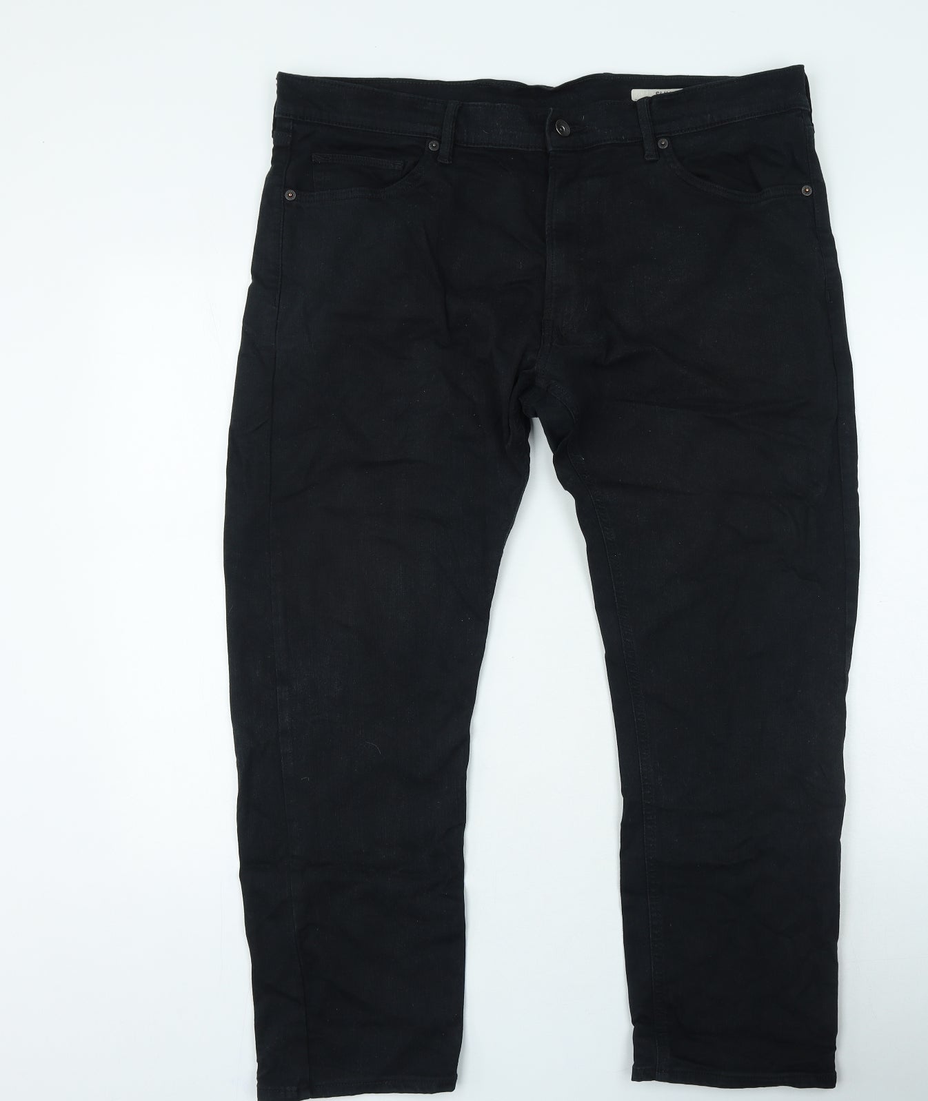 Marks and Spencer Mens Black Straight Jeans Size 40 L29 in Regular Zip