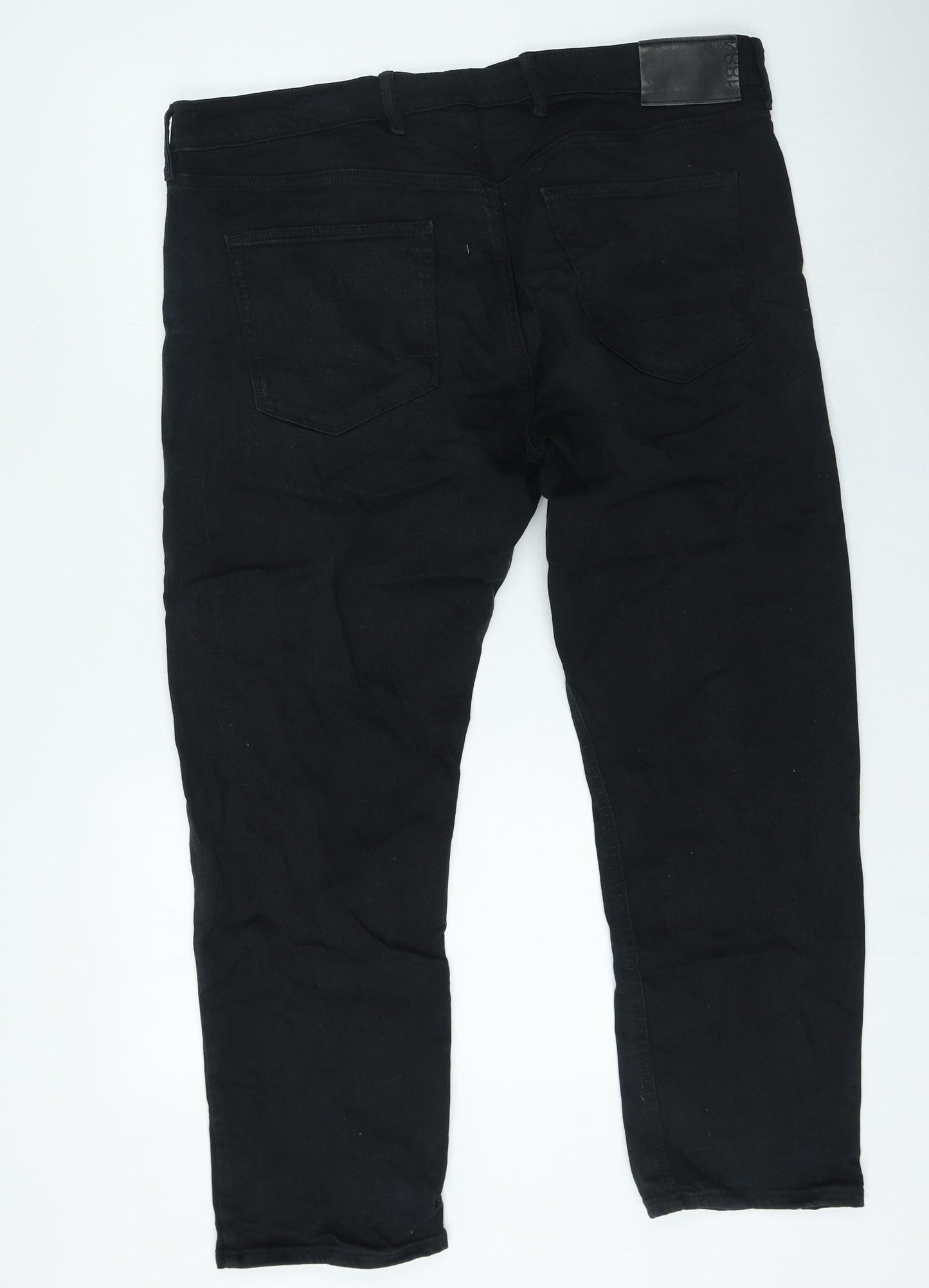 Marks and Spencer Mens Black Straight Jeans Size 40 L29 in Regular Zip