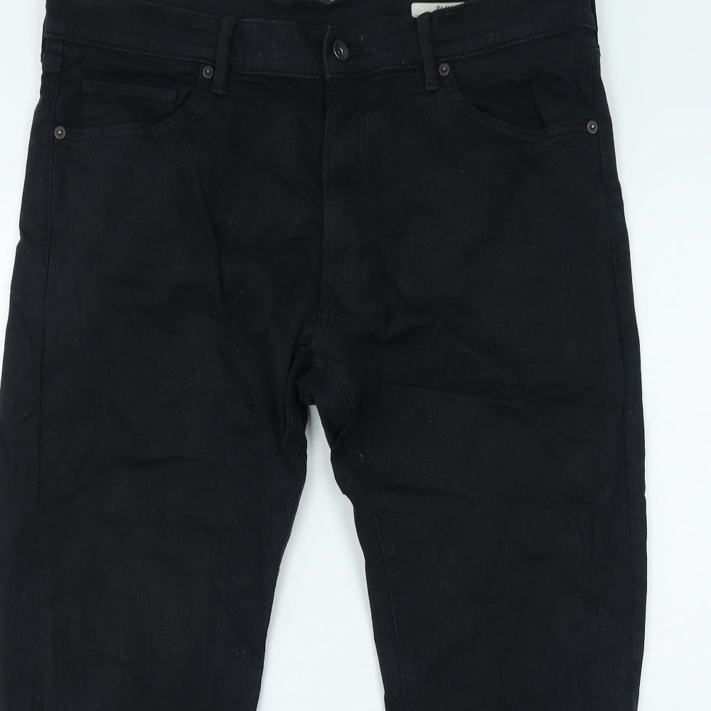 Marks and Spencer Mens Black Straight Jeans Size 40 L29 in Regular Zip