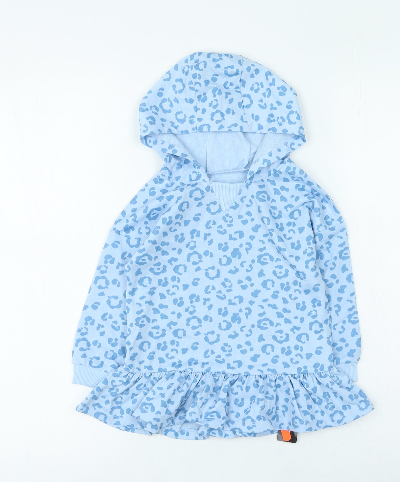 Dunnes Stores Girls Blue Animal Print Polyester Jumper Dress Size 18-24 Months Round Neck Pullover