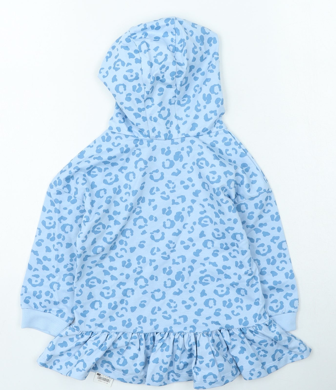 Dunnes Stores Girls Blue Animal Print Polyester Jumper Dress Size 18-24 Months Round Neck Pullover
