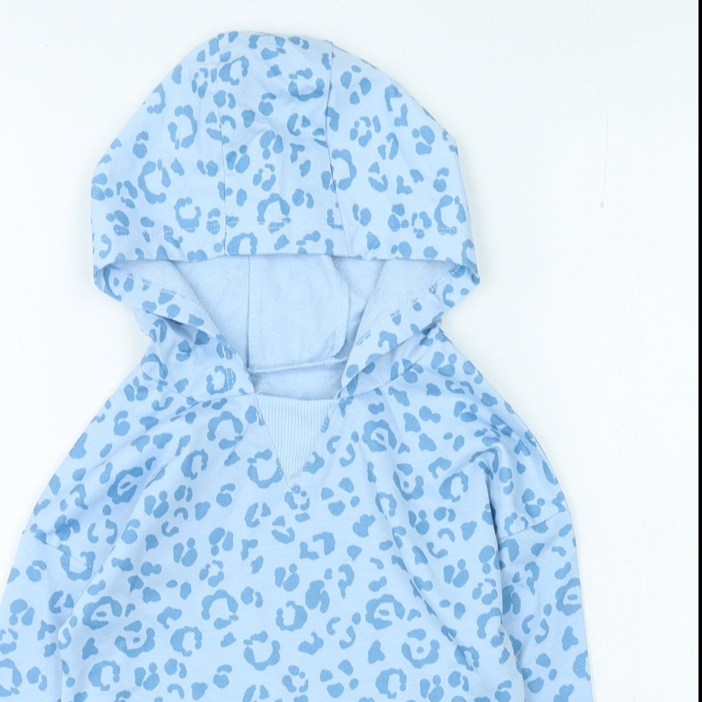 Dunnes Stores Girls Blue Animal Print Polyester Jumper Dress Size 18-24 Months Round Neck Pullover