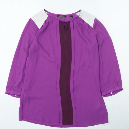 Mexx Womens Purple Polyester Basic Blouse Size 8 Round Neck