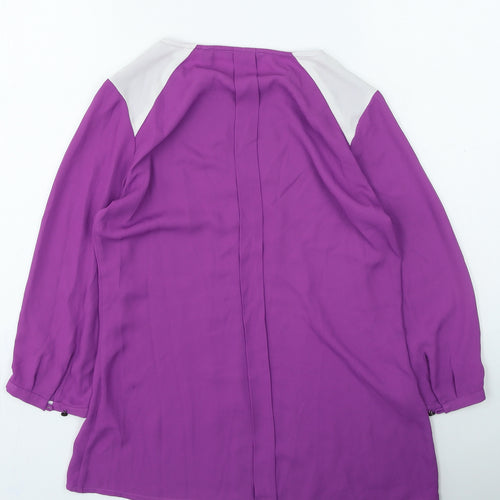 Mexx Womens Purple Polyester Basic Blouse Size 8 Round Neck