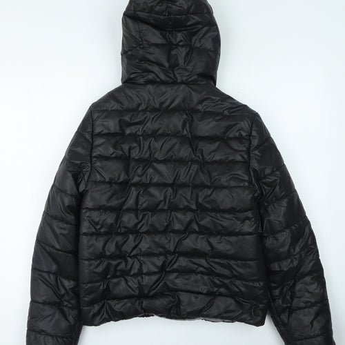 Primark Womens Black Quilted Coat Size 10 Zip