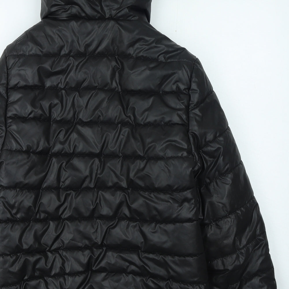 Primark Womens Black Quilted Coat Size 10 Zip