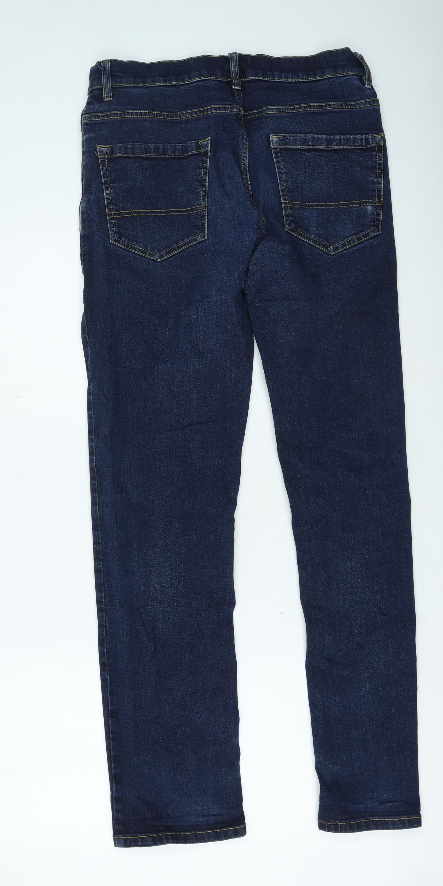 F&F Mens Blue Cotton Straight Jeans Size 32 in L30 in Regular Zip