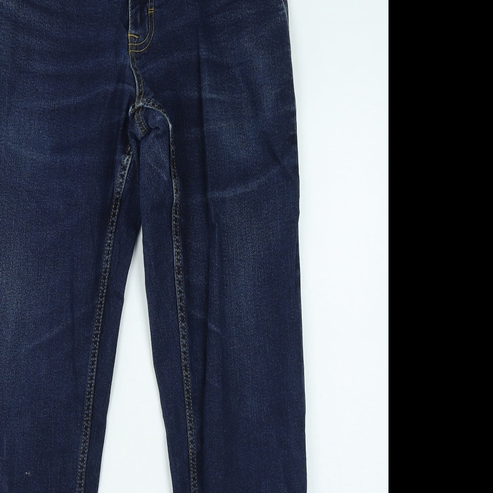 F&F Mens Blue Cotton Straight Jeans Size 32 in L30 in Regular Zip