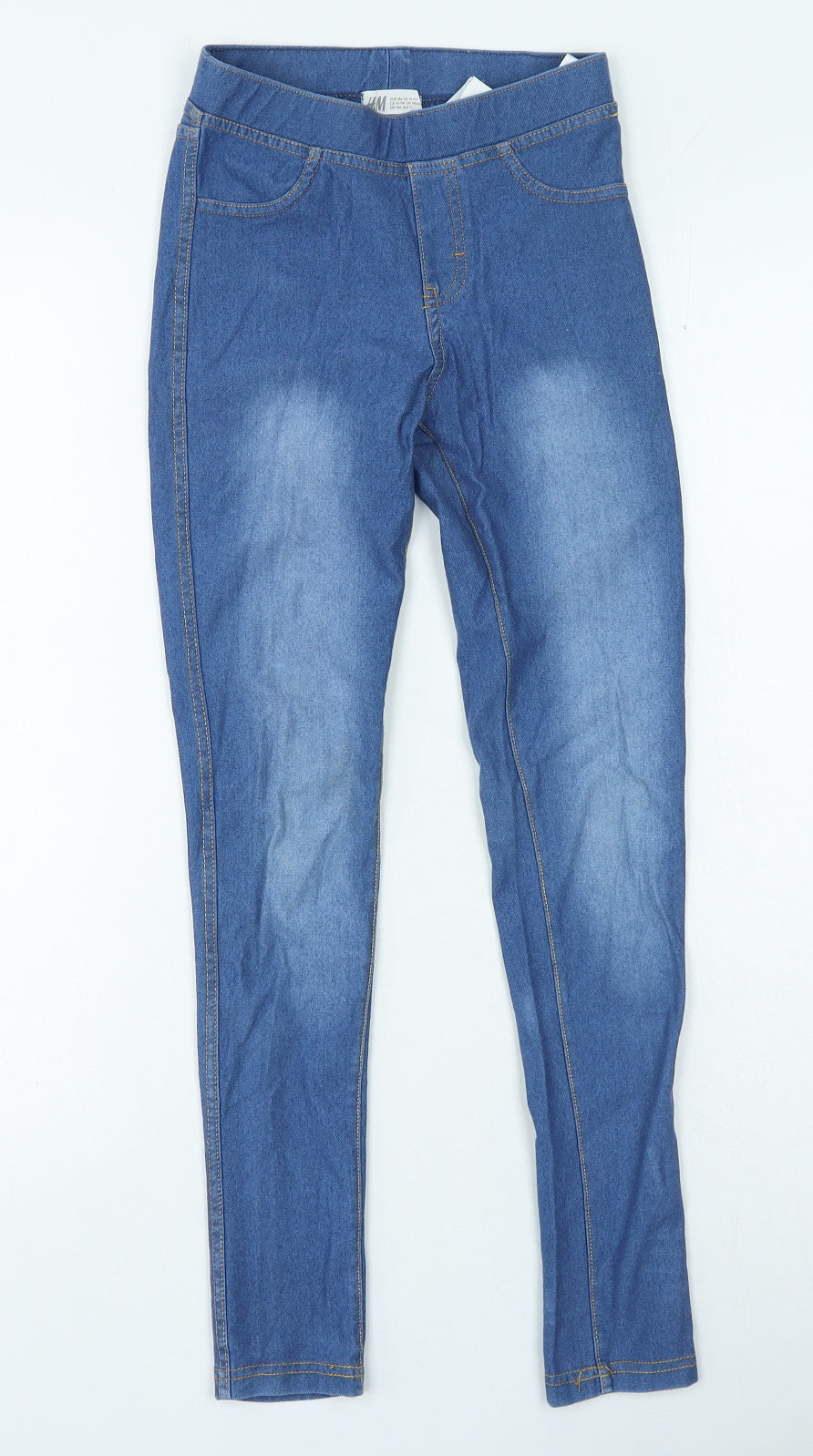H&M Girls Blue Cotton Jegging Jeans Size 10-11 Years Regular Pullover