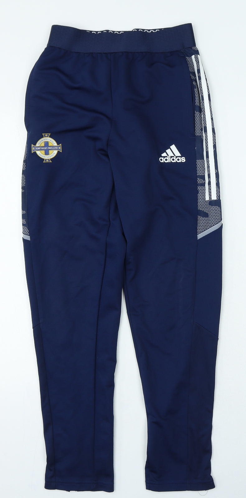 adidas Girls Blue Striped Polyester Jogger Trousers Size 13-14 Years Regular Pullover - Irish Football