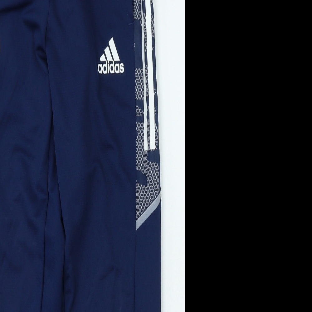 adidas Girls Blue Striped Polyester Jogger Trousers Size 13-14 Years Regular Pullover - Irish Football