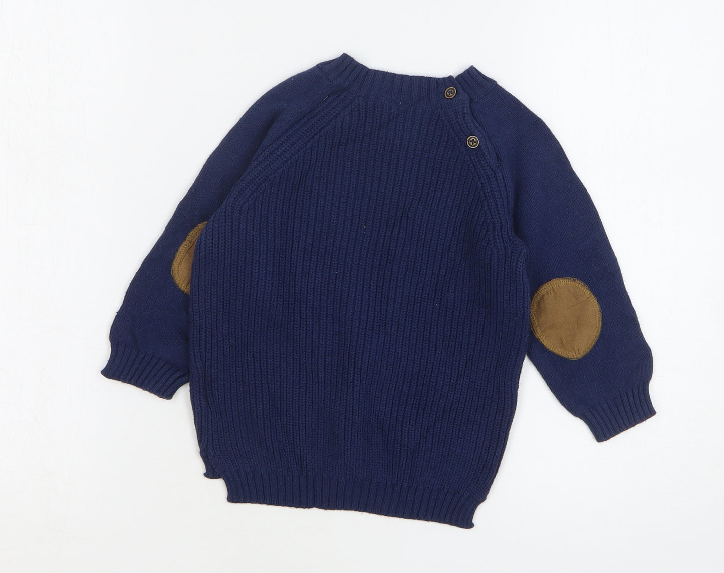 H&M Boys Blue Cotton Pullover Jumper Size 12-18 Months Button