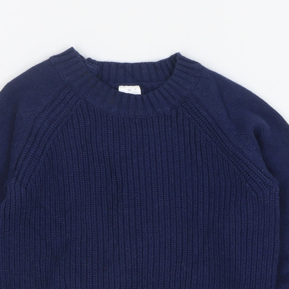 H&M Boys Blue Cotton Pullover Jumper Size 12-18 Months Button