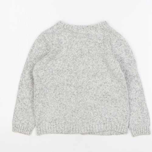 TU Girls Grey Round Neck Striped Cotton Cardigan Jumper Size 3-4 Years Button - Shooting Star