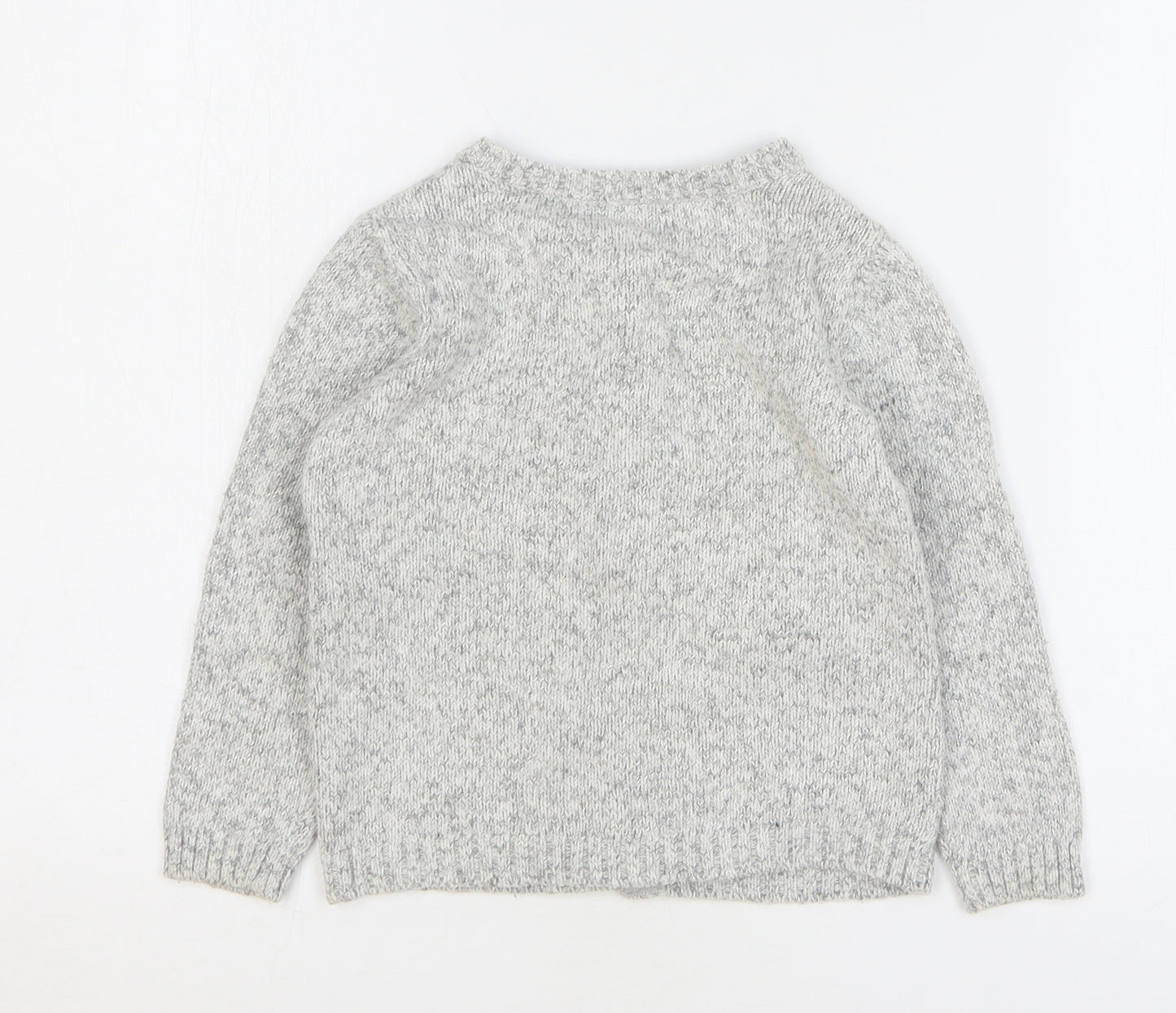 TU Girls Grey Round Neck Striped Cotton Cardigan Jumper Size 3-4 Years Button - Shooting Star