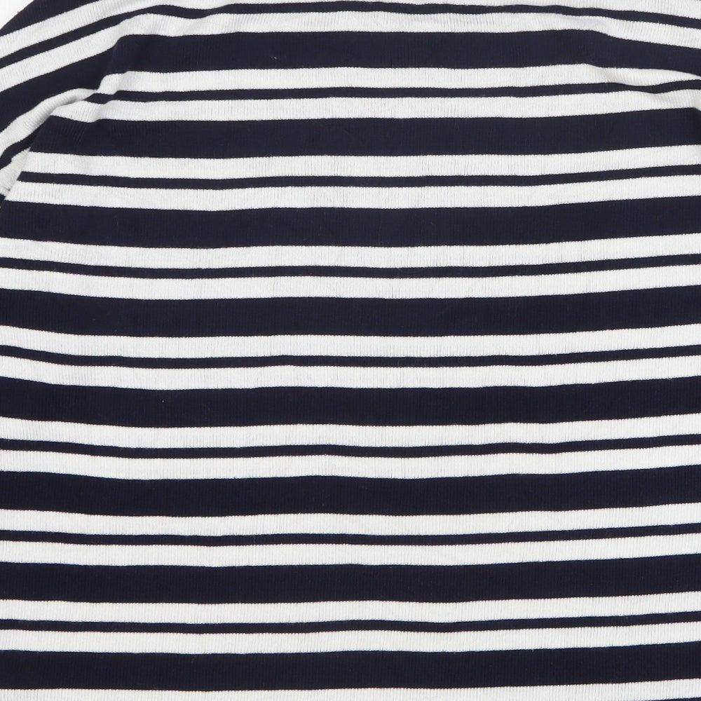 TU Womens Blue Round Neck Striped Viscose Pullover Jumper Size 12