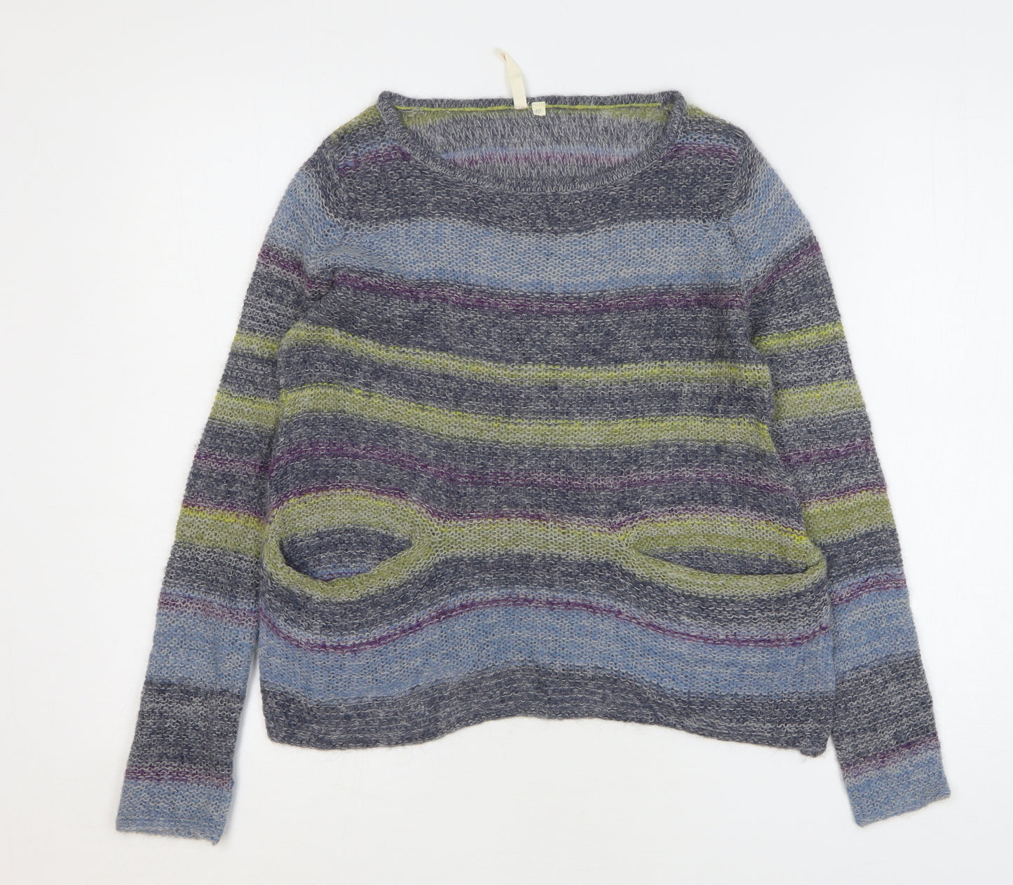 White Stuff Womens Multicoloured Round Neck Striped Acrylic Pullover Jumper Size 10