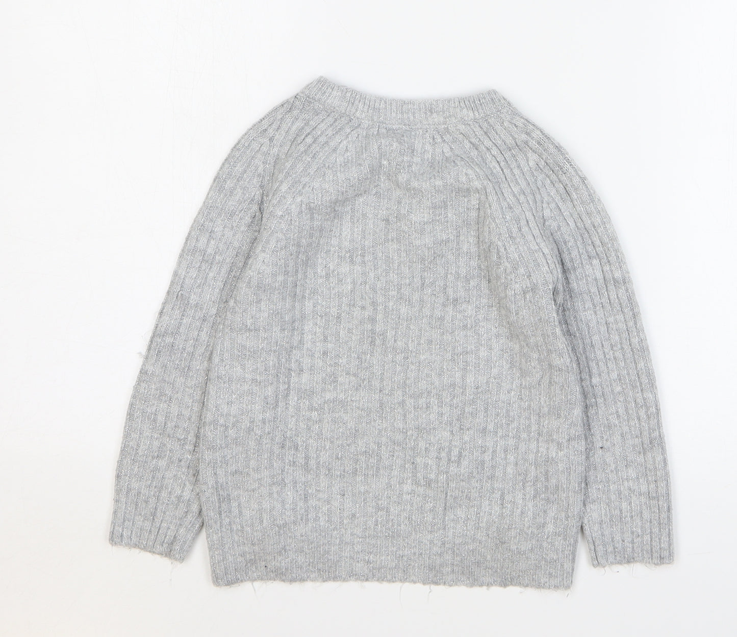 Matalan Girls Grey Round Neck Acrylic Pullover Jumper Size 8 Years Pullover