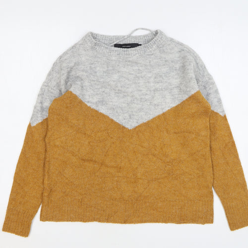 Vero Moda Womens Yellow Round Neck Acrylic Pullover Jumper Size XS