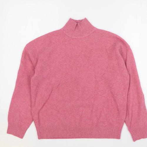 Marks and Spencer Womens Pink High Neck Polyester Pullover Jumper Size S