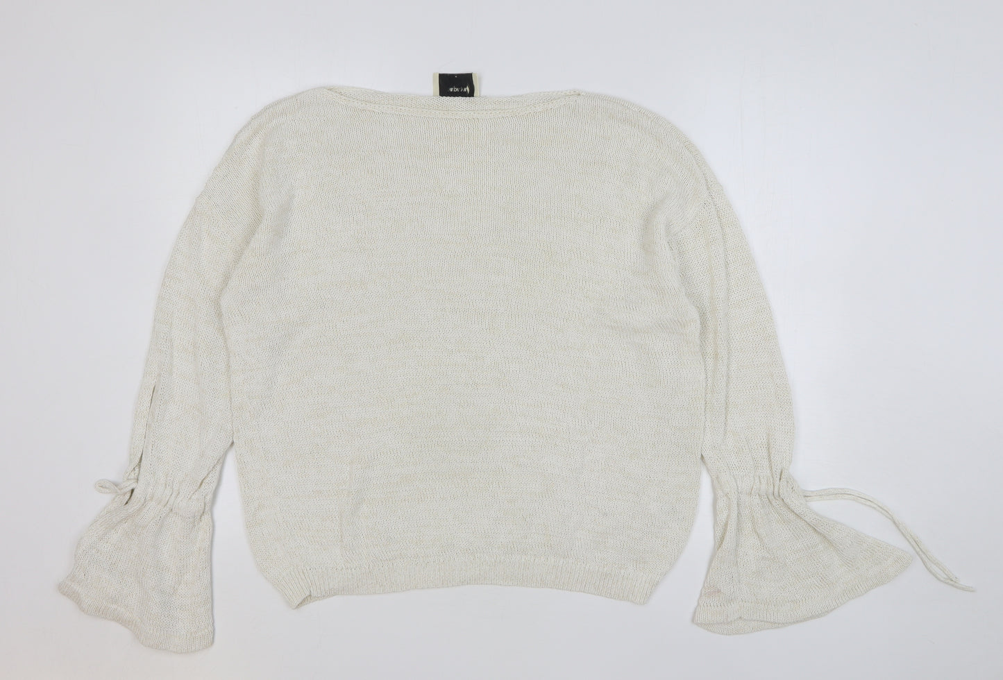 Papaya Womens Beige Round Neck Cotton Pullover Jumper Size L