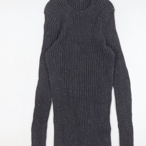 10018 NYC Womens Grey Round Neck Cotton Pullover Jumper Size L