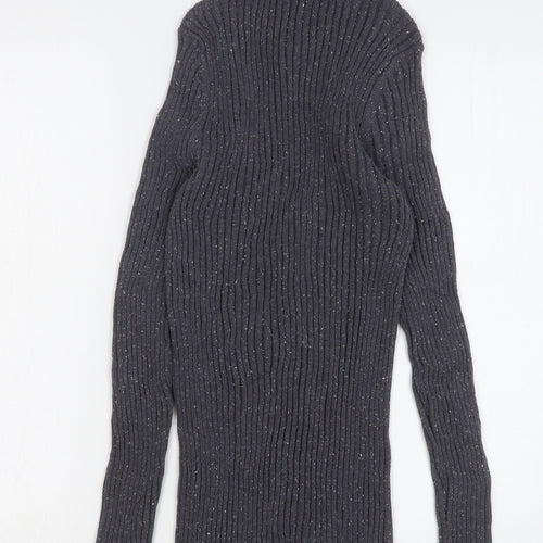 10018 NYC Womens Grey Round Neck Cotton Pullover Jumper Size L