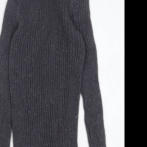 10018 NYC Womens Grey Round Neck Cotton Pullover Jumper Size L
