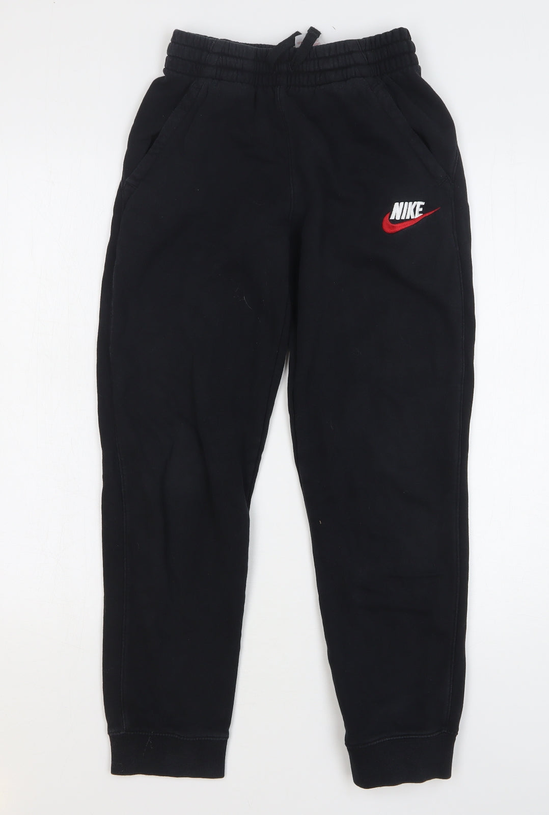 Nike Boys Black Cotton Sweatpants Trousers Size 11-12 Years Regular Drawstring