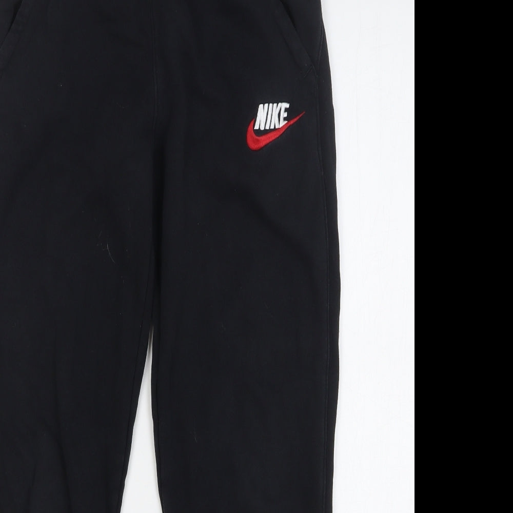 Nike Boys Black Cotton Sweatpants Trousers Size 11-12 Years Regular Drawstring