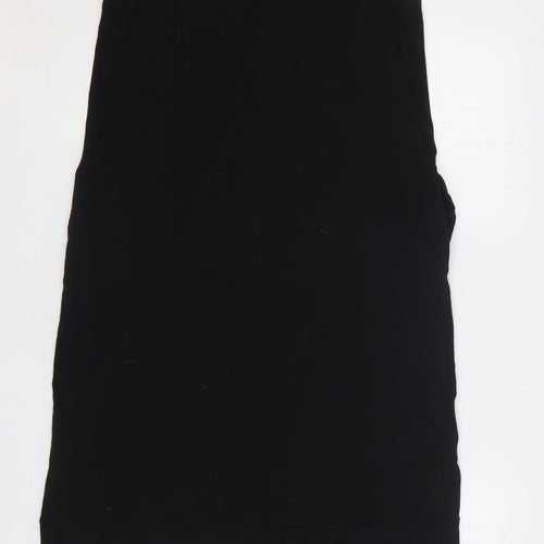 AnyBody Womens Black Cotton Tank Dress Size S V-Neck Pullover