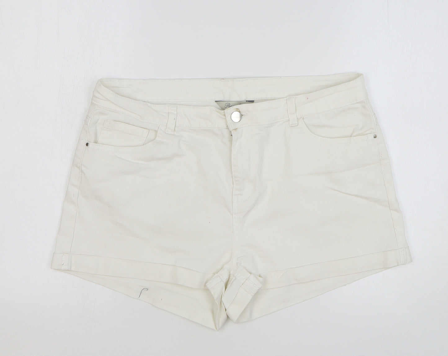 Peacocks Womens White Cotton Bermuda Shorts Size 16 L3 in Regular Button