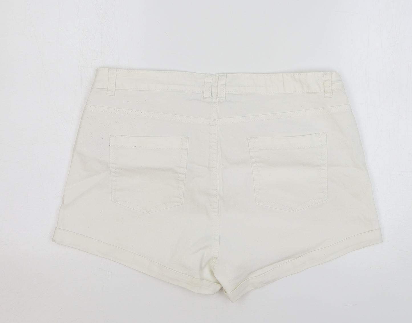 Peacocks Womens White Cotton Bermuda Shorts Size 16 L3 in Regular Button