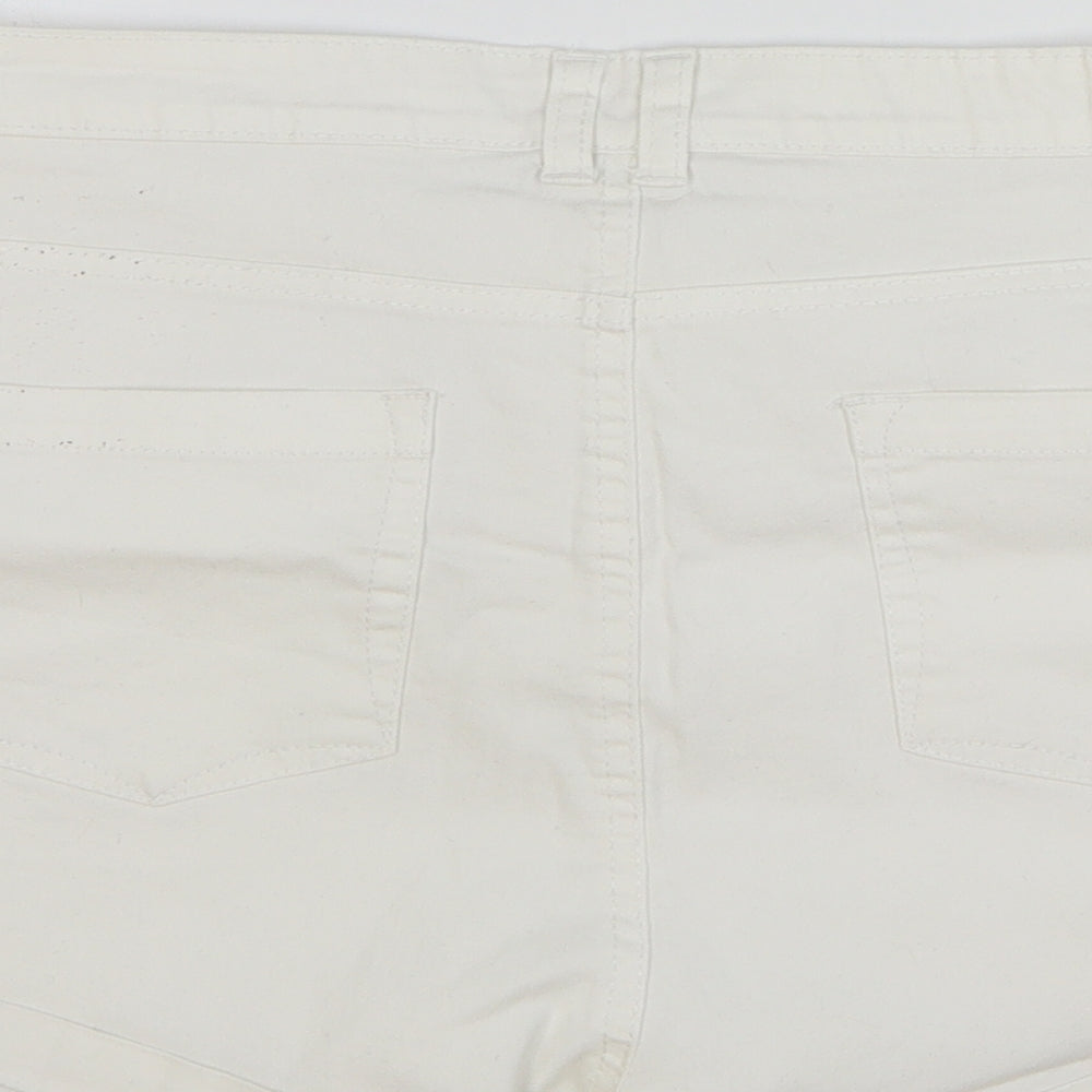 Peacocks Womens White Cotton Bermuda Shorts Size 16 L3 in Regular Button