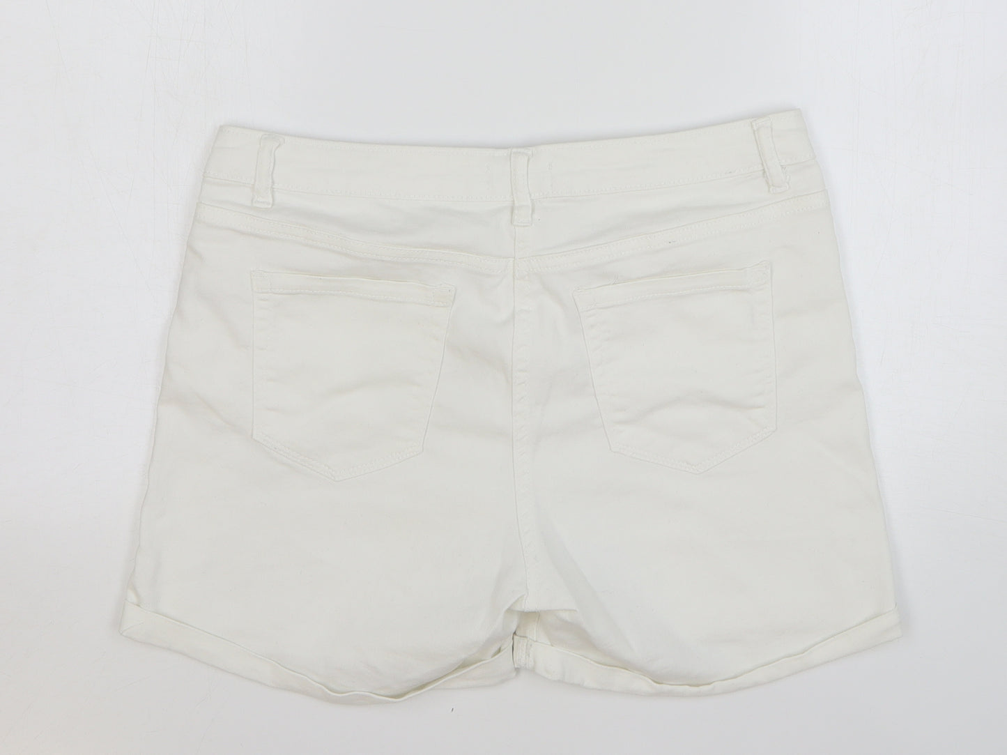 PEP&CO Womens White Cotton Bermuda Shorts Size 16 L5 in Regular Button