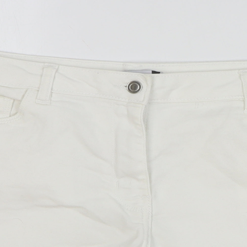 PEP&CO Womens White Cotton Bermuda Shorts Size 16 L5 in Regular Button