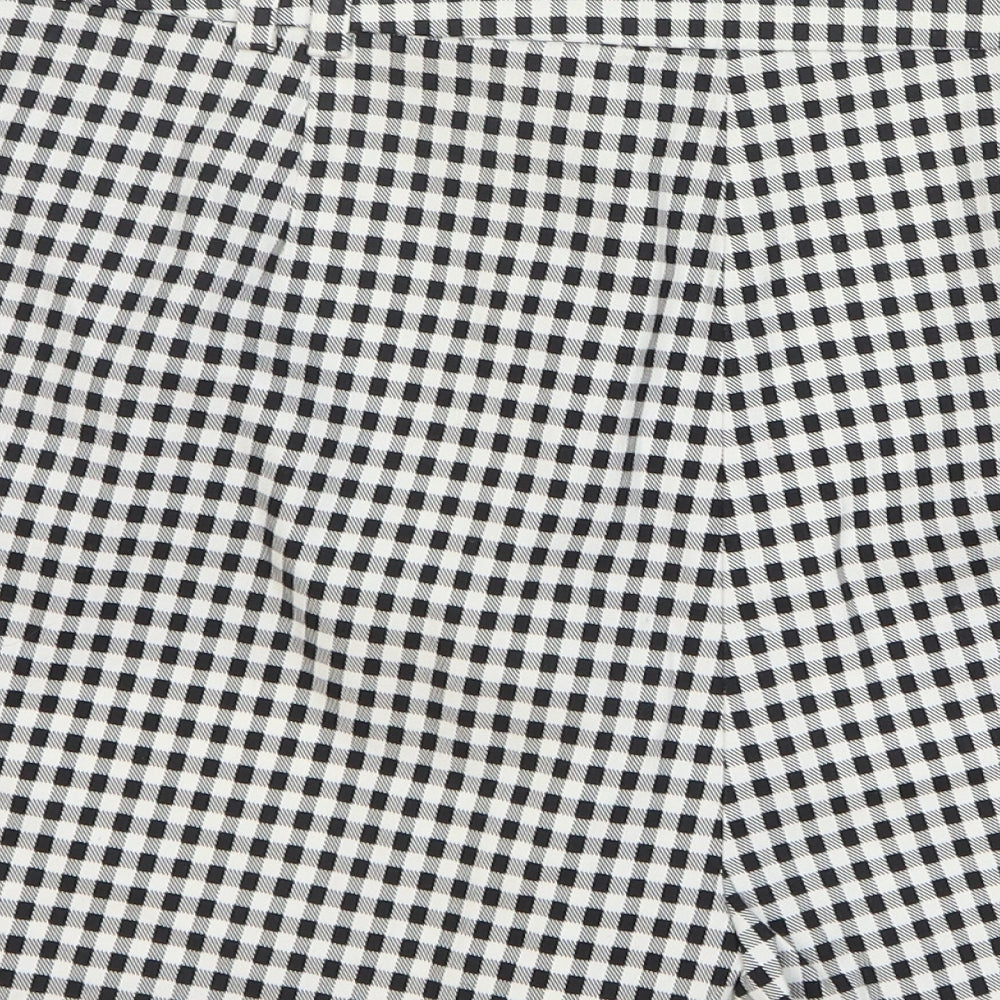 F&F Womens Black Check Cotton Bermuda Shorts Size 16 L5 in Regular Button