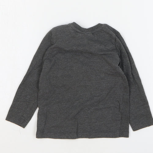 Batman Boys Grey Cotton Basic T-Shirt Size 24 Months Round Neck Snap
