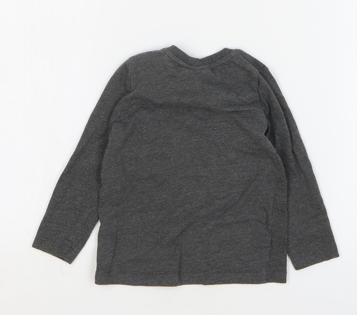 Batman Boys Grey Cotton Basic T-Shirt Size 24 Months Round Neck Snap